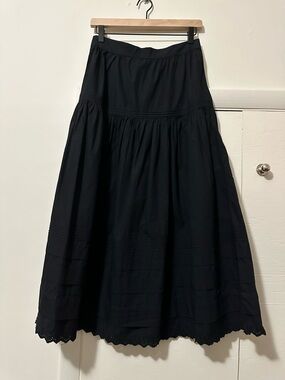 Quince Black Women's Tiered Midi Skirt